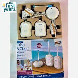 The First years crisp & clear 2 receiver audio baby monitor system y7569, NIB